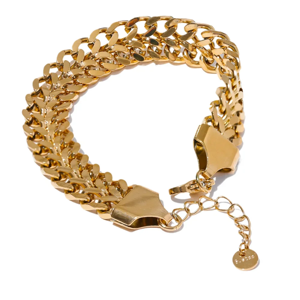 Collier chaîne large dorée – maille cubaine moderne et élégant
