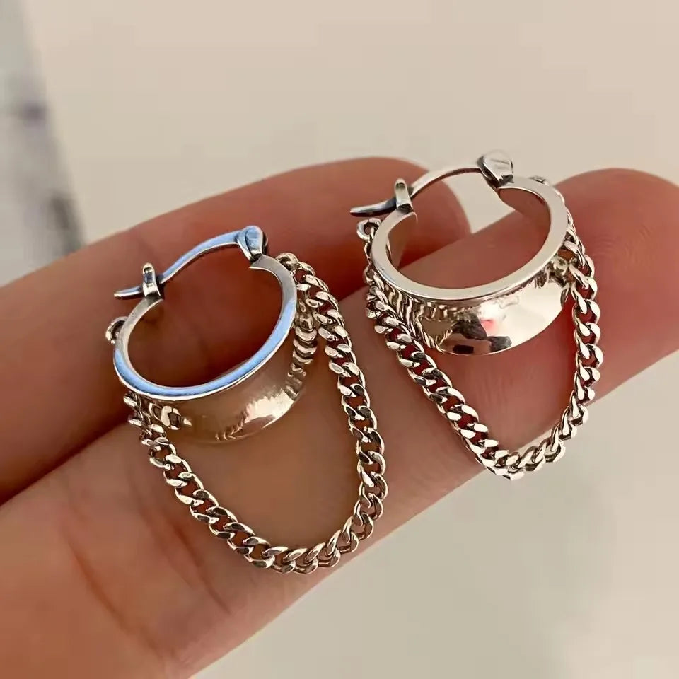 Boucles d’oreilles asymétriques étoile & lune en argent 925  Créoles plaqué or CZ tendance