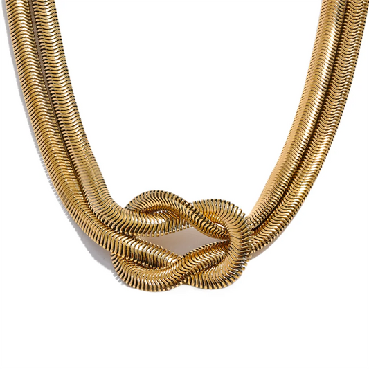 Knotenhalskette und -armband – 316L Edelstahl, goldene Schlangenkette
