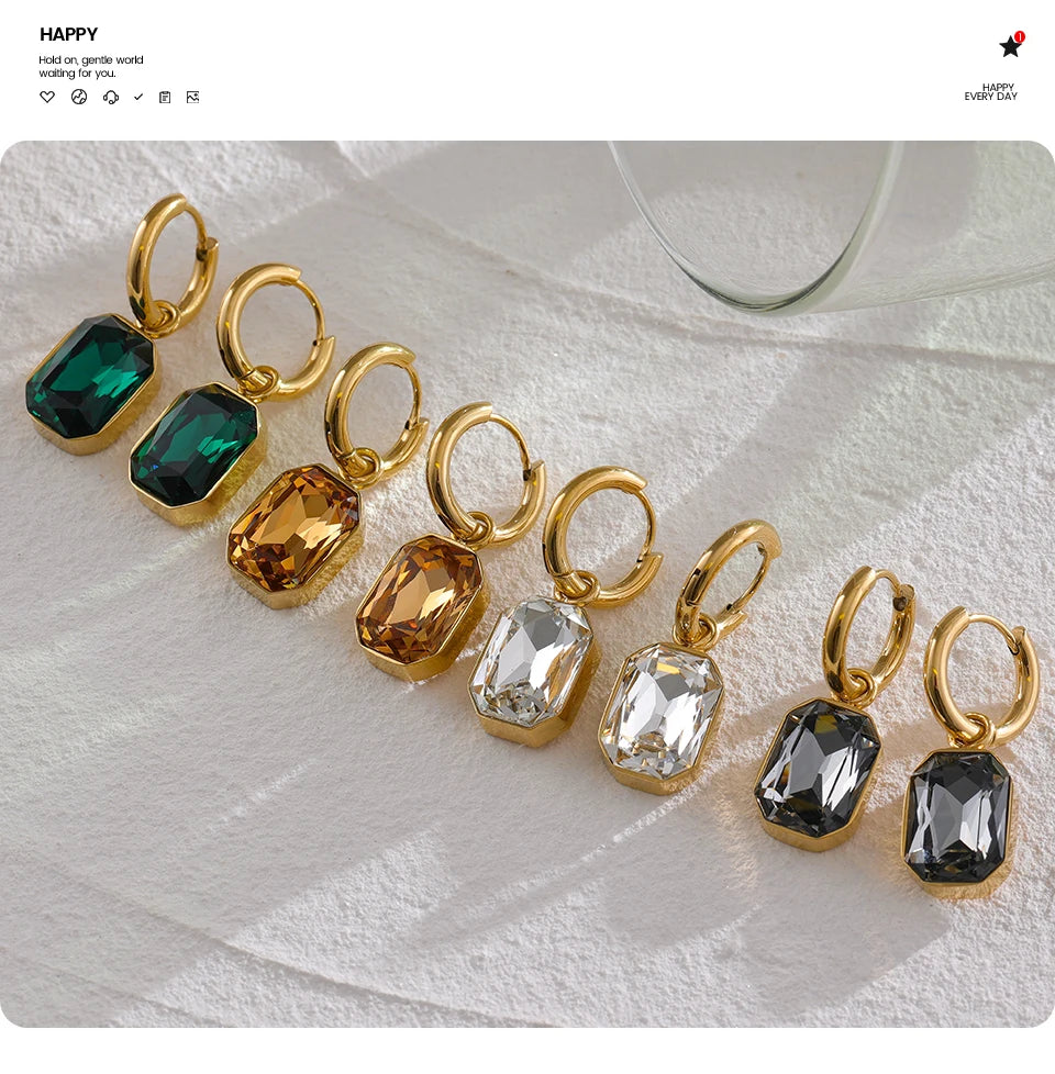 Tropfenohrringe mit Zirkonia – 18 Karat Edelstahl