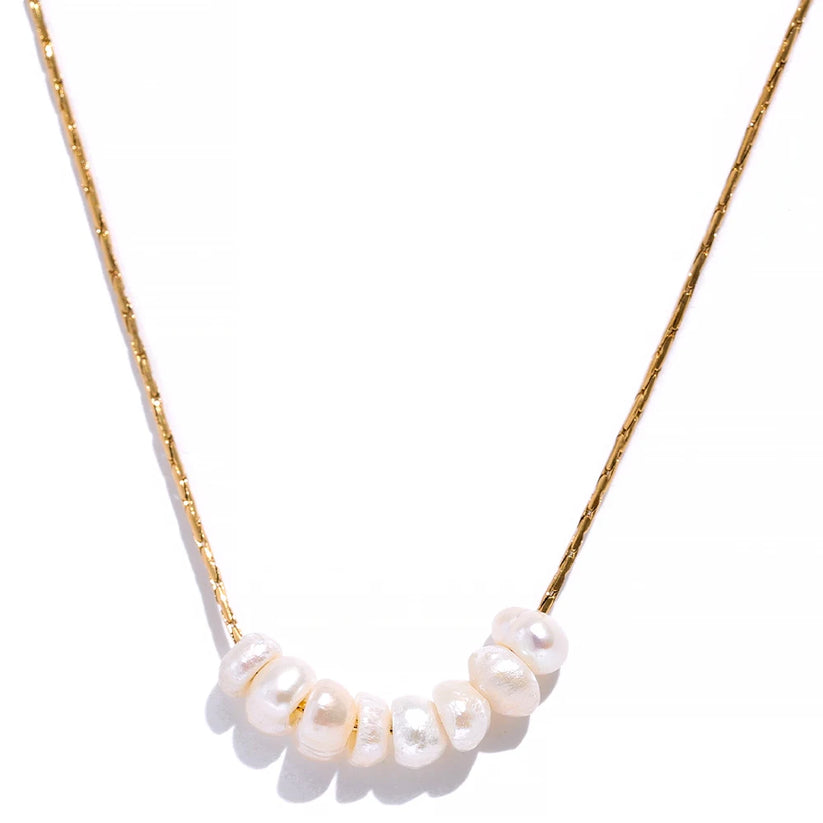 Collier perles naturelles acier inoxydable