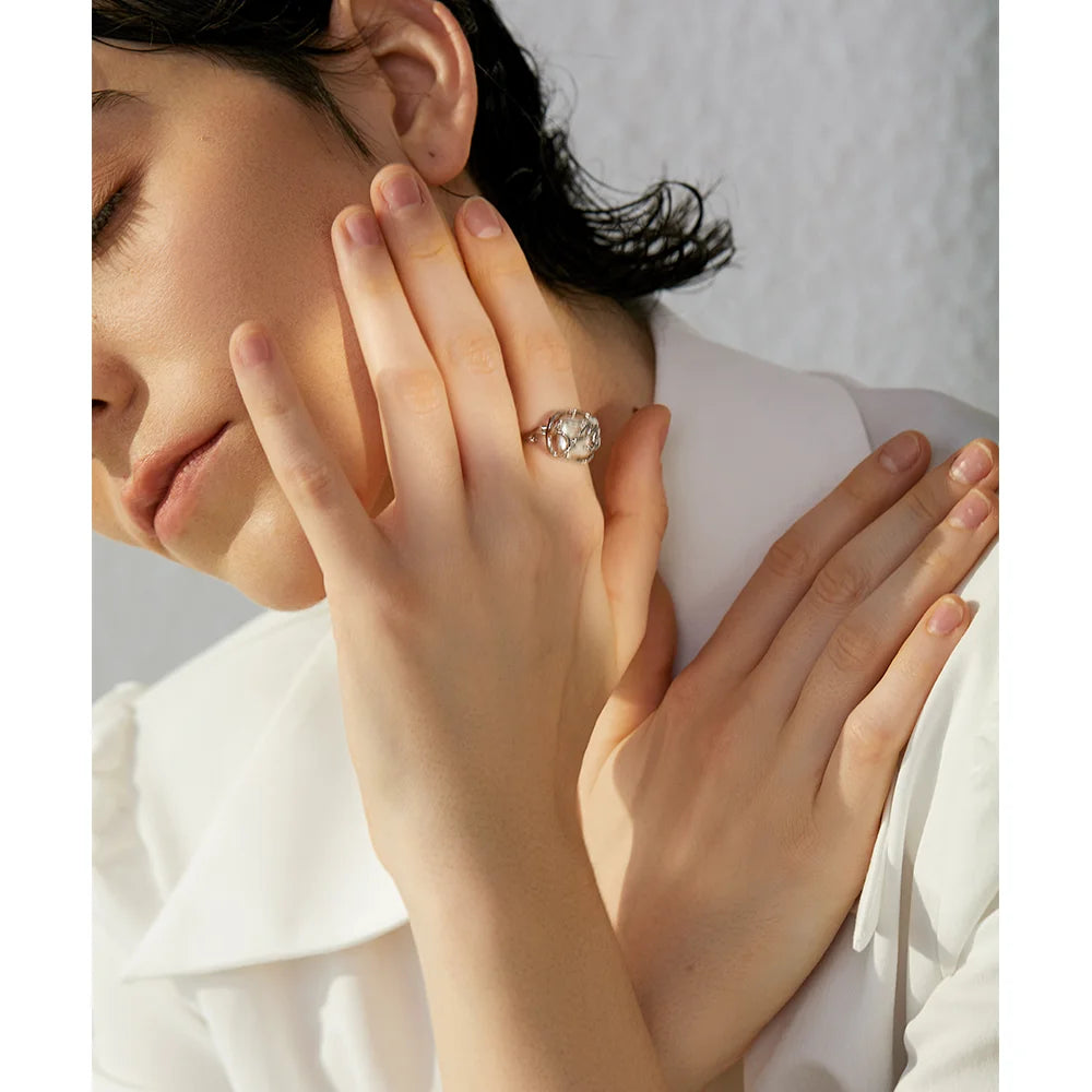 Bague perle d’eau douce ouverte en argent 925 – design créatif et élégant