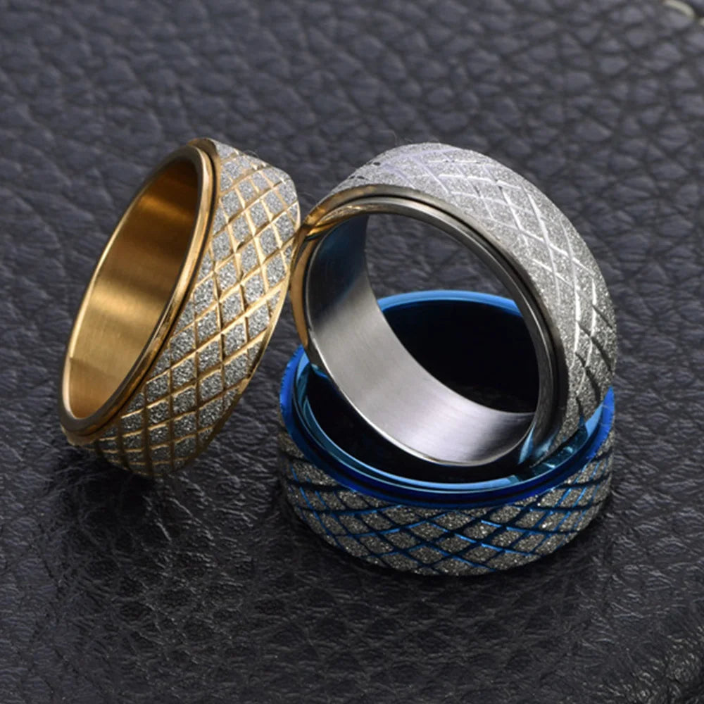 Bague anti-stress rotative en acier inoxydable texturé