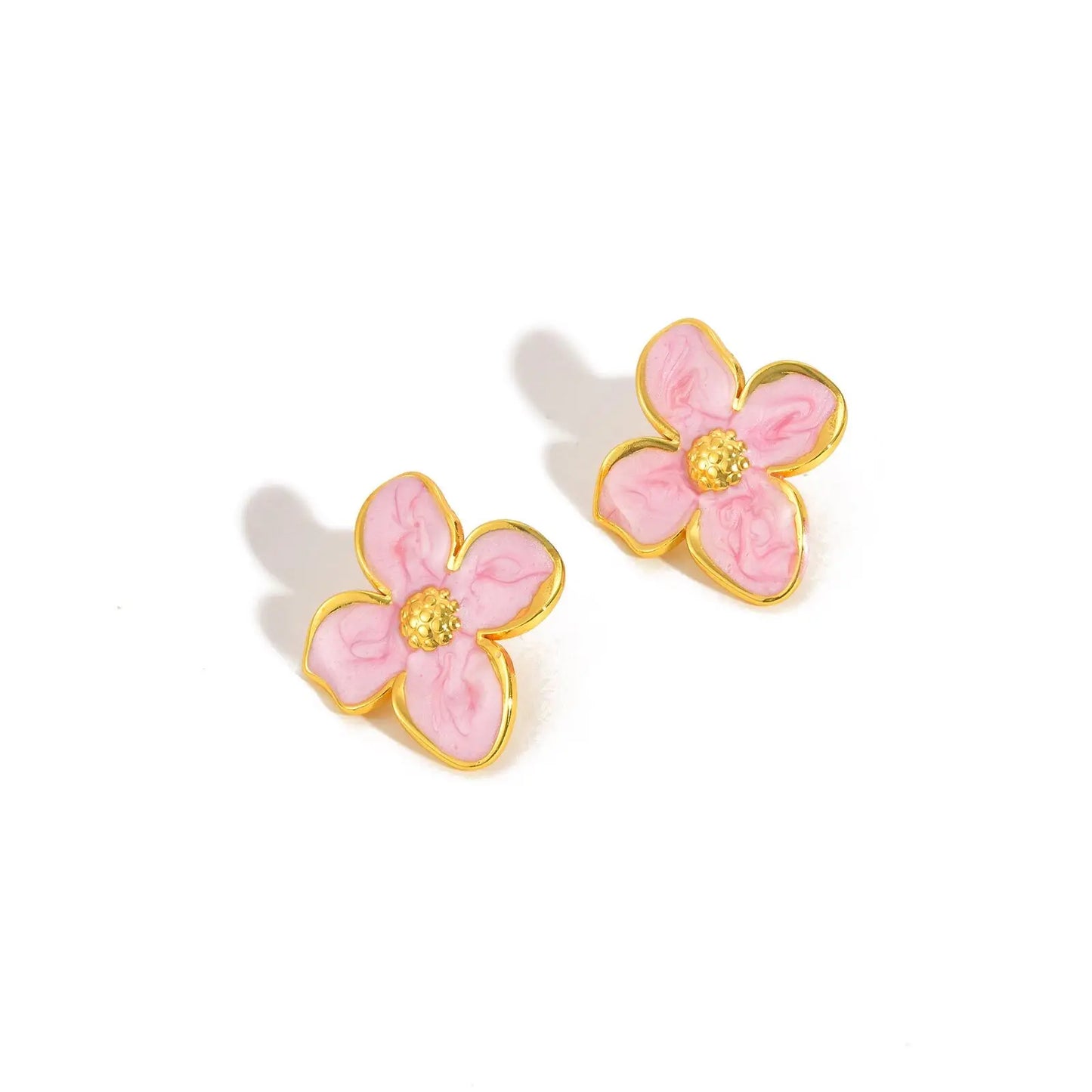 Boucles d’oreilles fleurs pastel – clous roses