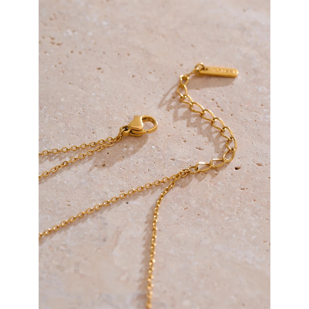 Collier double chaîne zircon en acier inoxydable