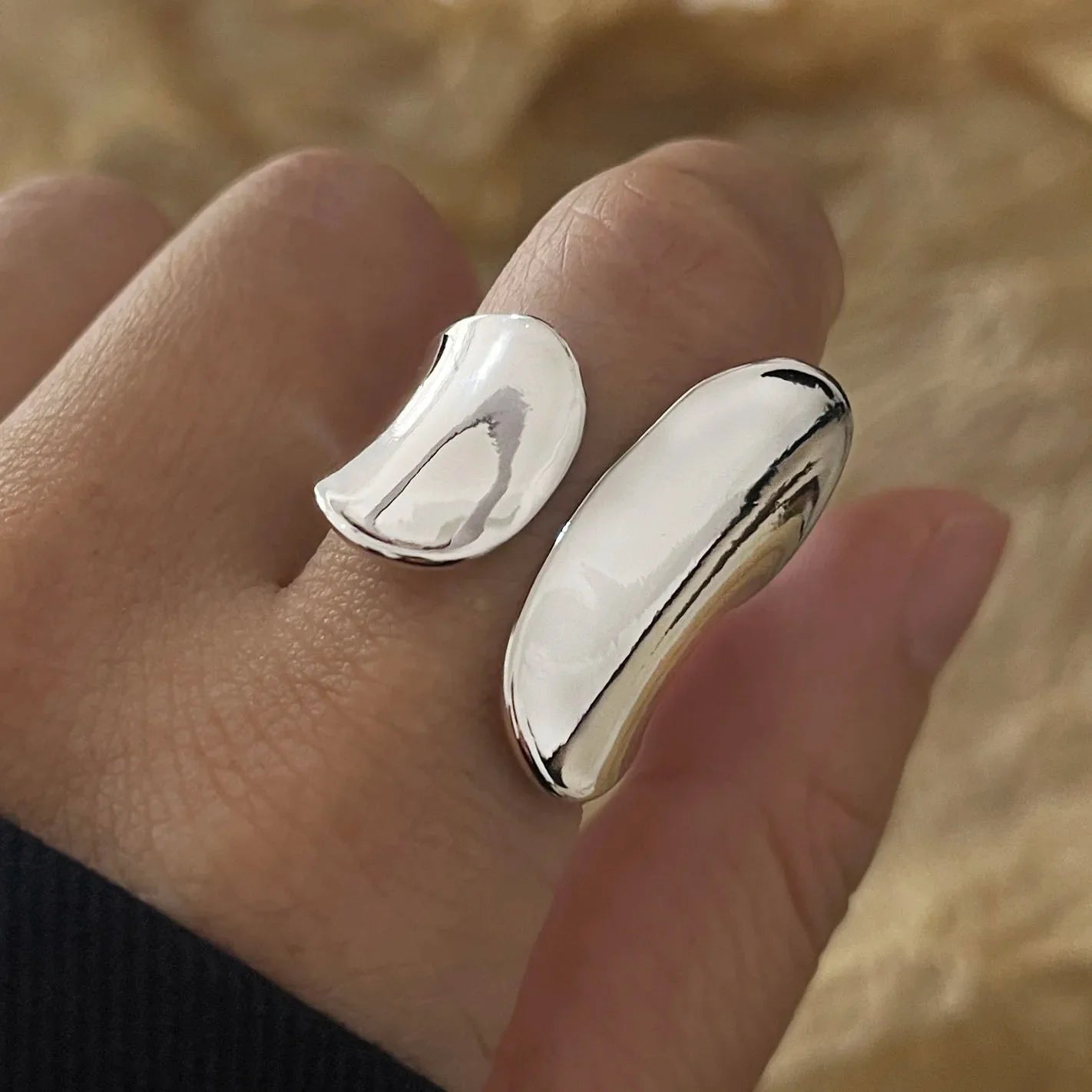 Bague vintage ajustable en argent 925, pierre brillante