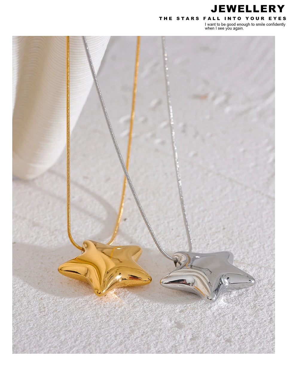 Collier Pendentif Étoile en Acier Inoxydable Plaqué Or 18K – Brillance Moderne et Charme Céleste