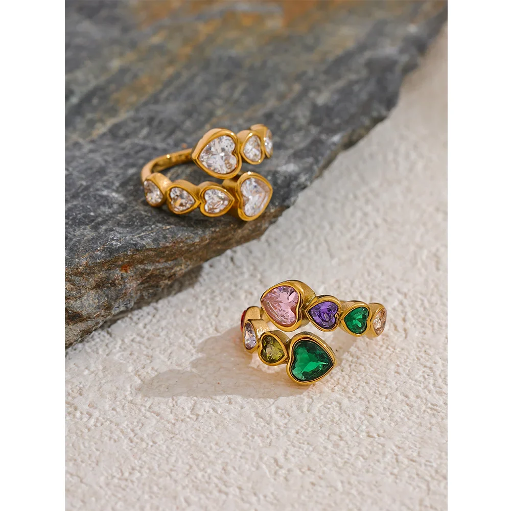 Bague cœur zircon – doré délicat