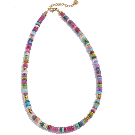 Collier perles colorées – Pierre naturelle