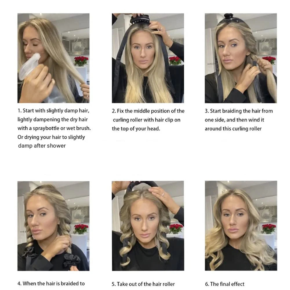 Bigoudis sans chaleur cheveux longs et courts – Bande à friser douce pour boucles naturelles