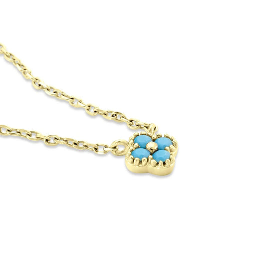 Collier pendentif turquoise – pétale délicat argent