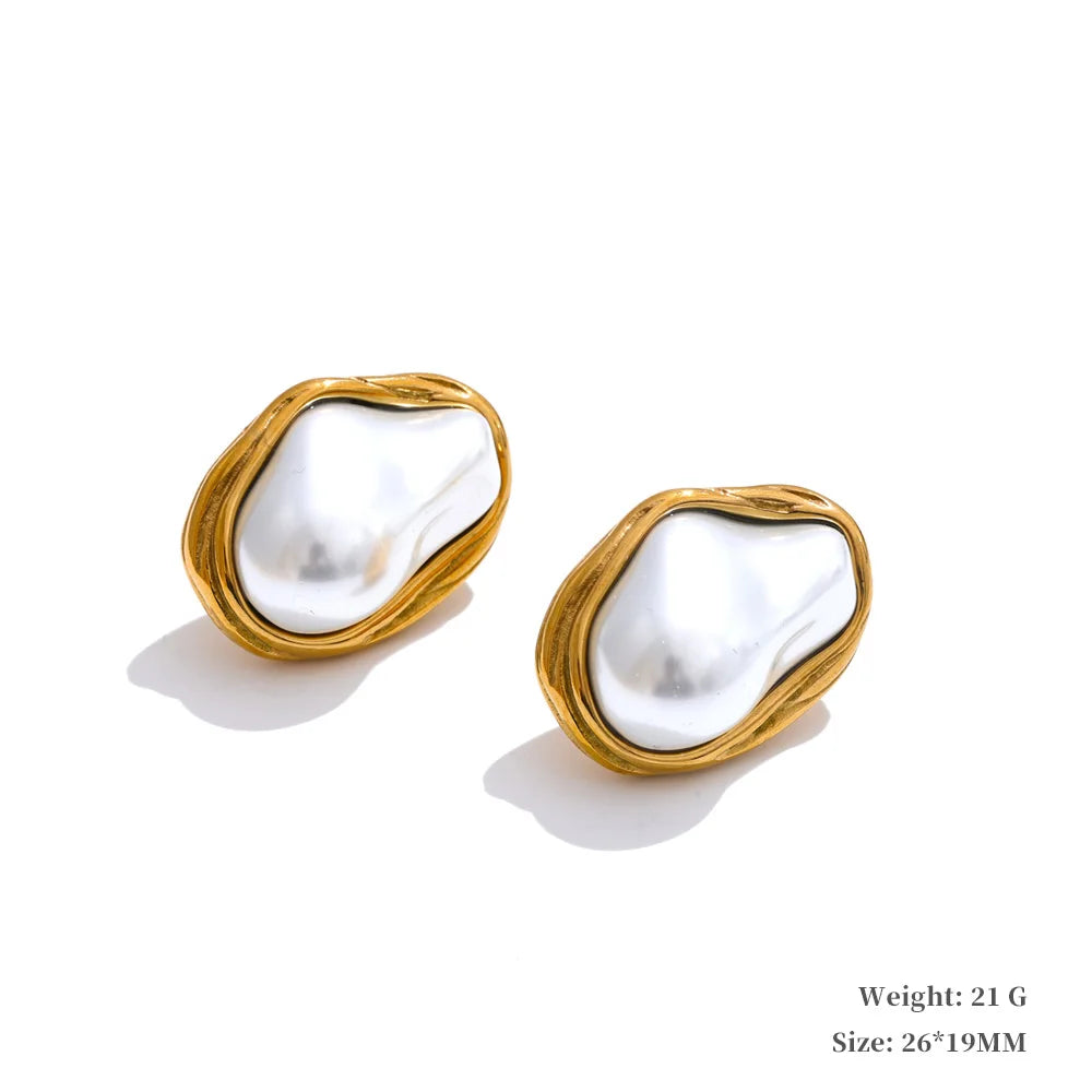 Collier perles baroques et chaîne cubain en acier inoxydable