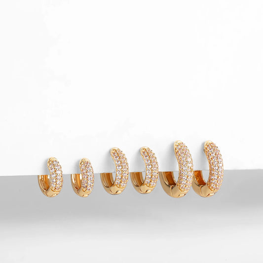 Boucles d’oreilles Huggie en acier inoxydable plaqué or – Créoles fines zircon CZ