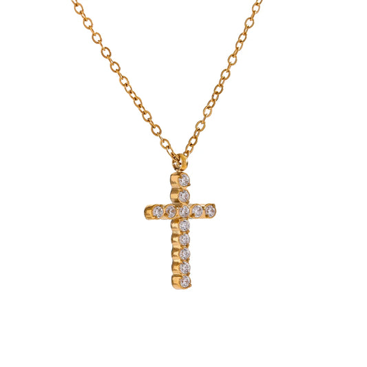 Collier Croix en Zircon Cubique – Élégance Brillante