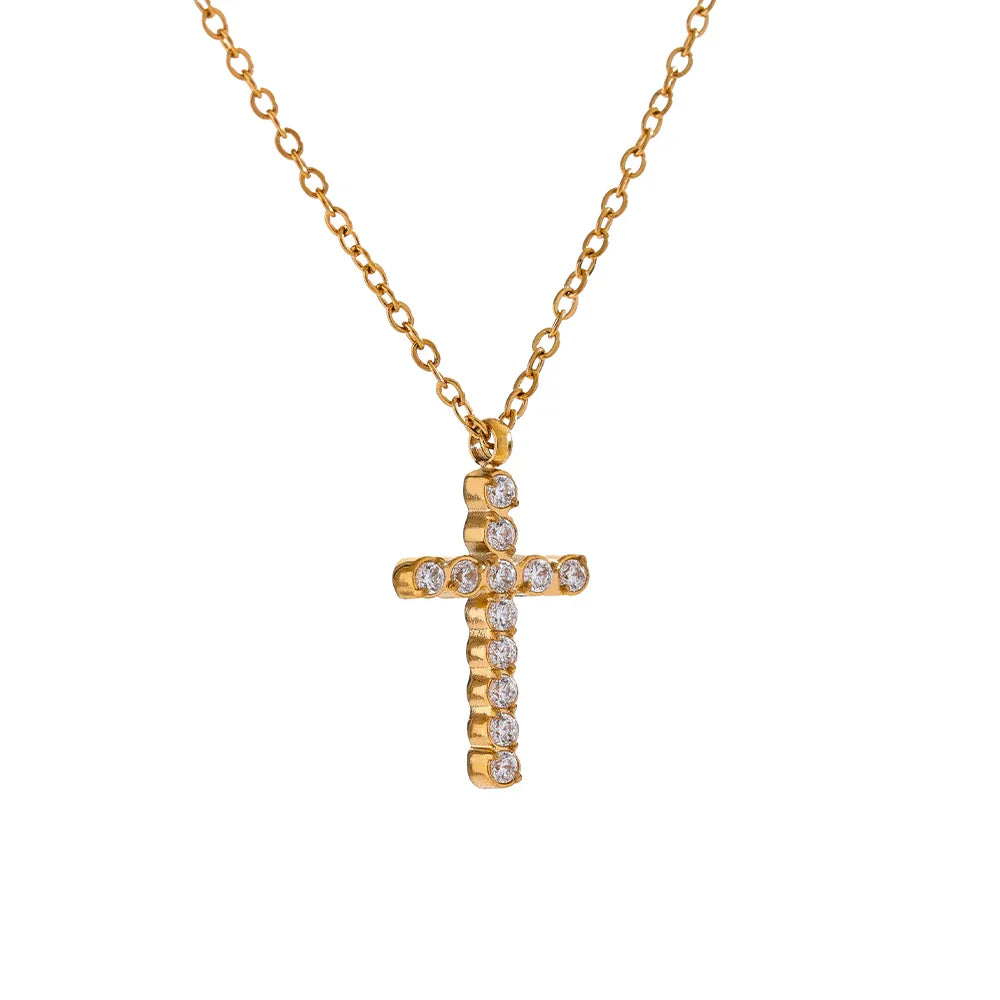 Collier pendentif croix – zircon lumineux
