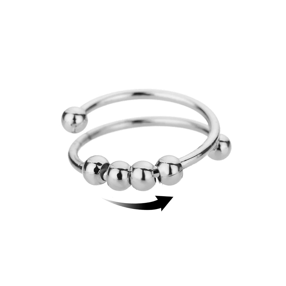 Bague Anti-Stress Femme – Acier Inoxydable Rotatif | Soleil, Lune, Étoile, Tournesol
