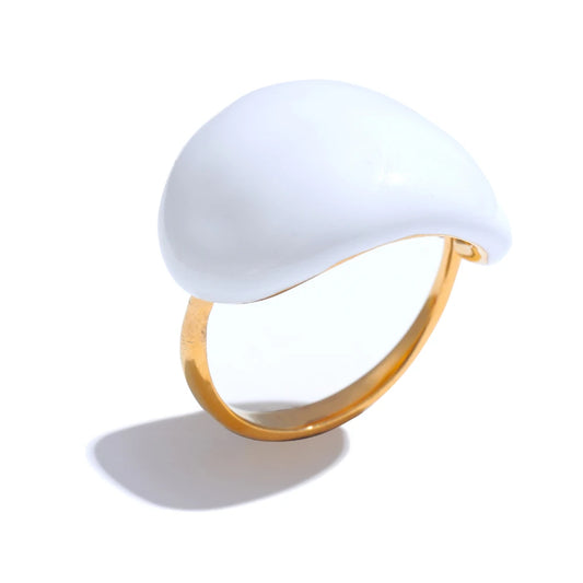Bague émail multicolore – Effet bonbon, acier inoxydable réglable