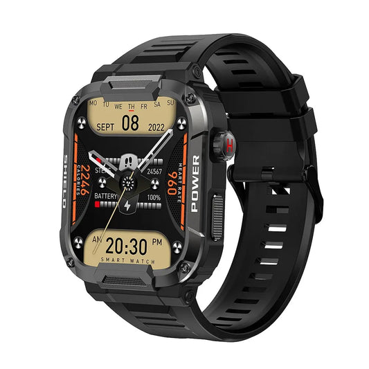Montre Connectée Militaire Homme – Étanche IP68, Appels Bluetooth, Sport & Extérieur | Android iOS