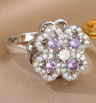 Bague anti-stress cœur et trèfle zircon