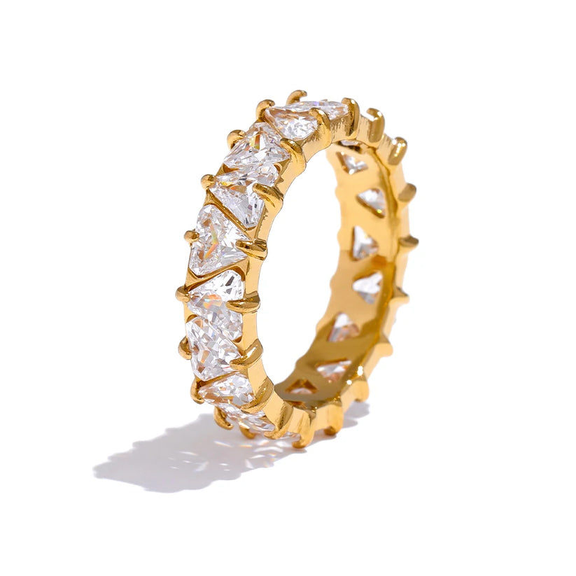 Bague cĆur scintillante acier inoxydable