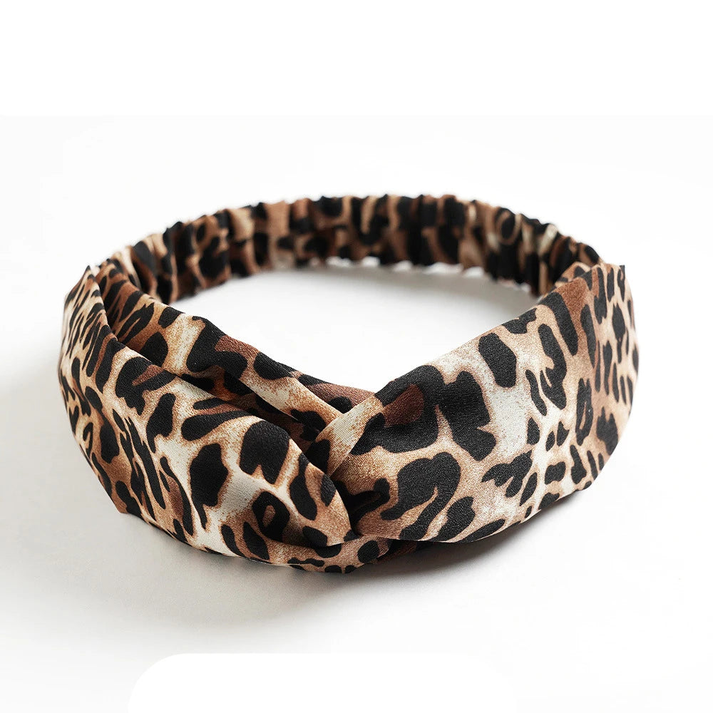 Bandeau cheveux femme bohème – Turban croisé vintage élastique imprimé