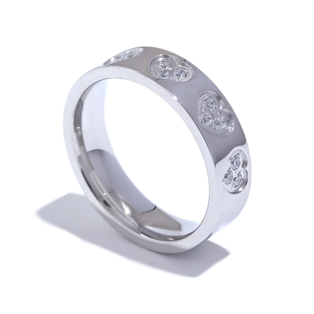 Bague cœurs scintillants – Acier inoxydable doré & zircons