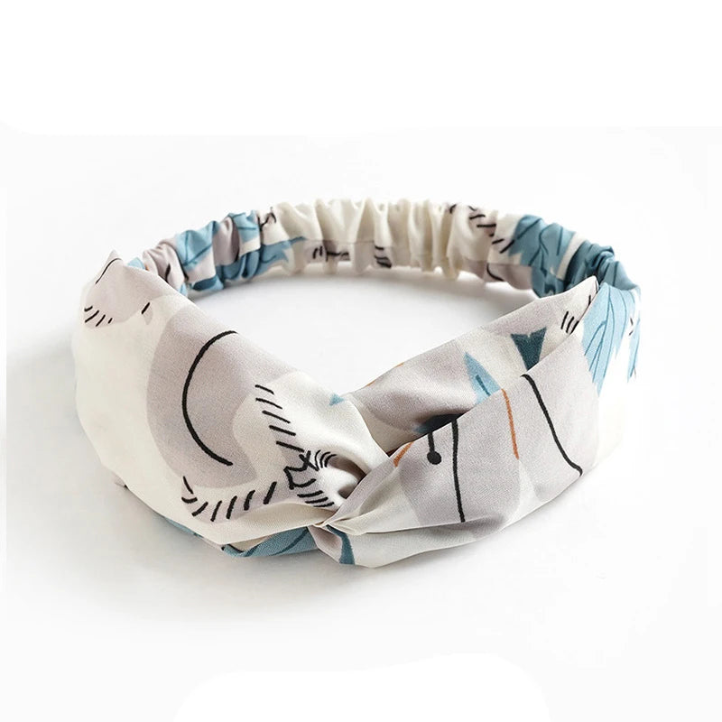 Bandeau cheveux femme bohème – Turban croisé vintage élastique imprimé
