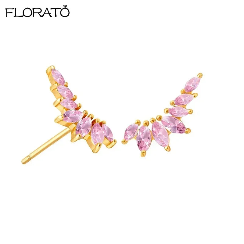 Boucles d’oreilles créoles en argent 925 plaqué or 18K – Zircon rose, style romantique et tendance