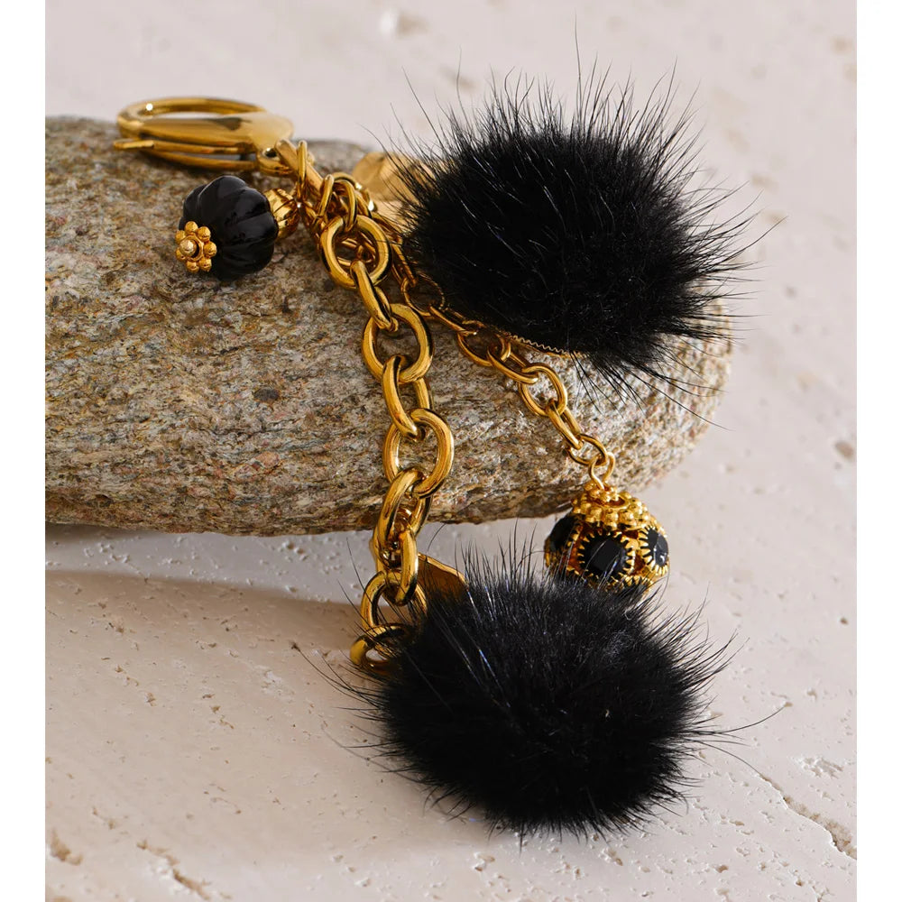 Porte-clés pompon pour clés et sacs