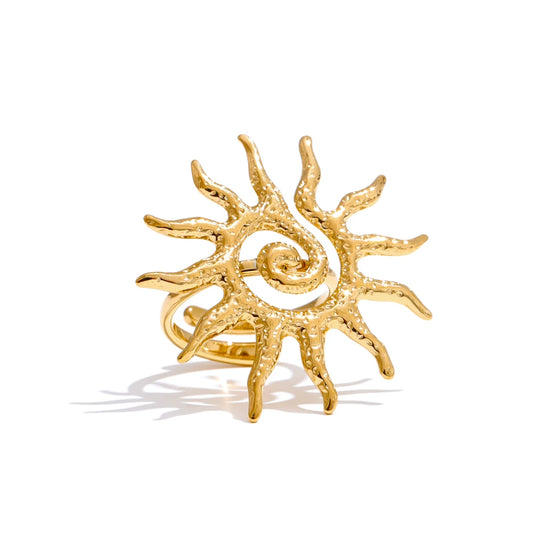 Goldener Sonnenring – 18 Karat Edelstahl, verstellbar