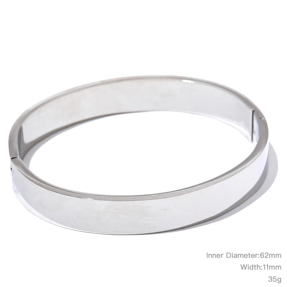 Bracelet jonc rond large en acier inoxydable – Doré & argenté, waterproof