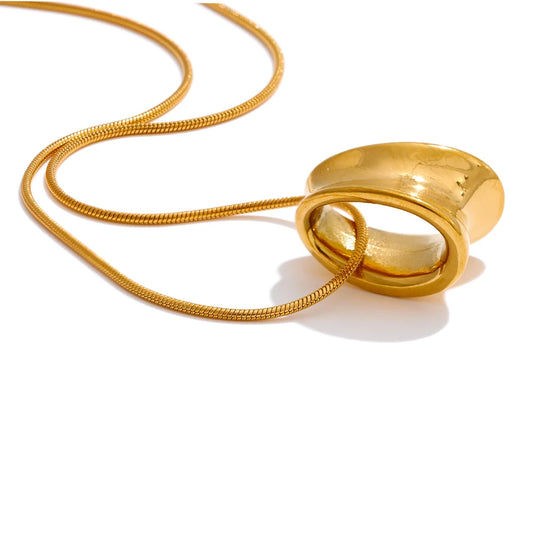 Collier pendentif géométrique femme – Chaîne amovible acier inoxydable doré & argenté – Bijoux créatifs