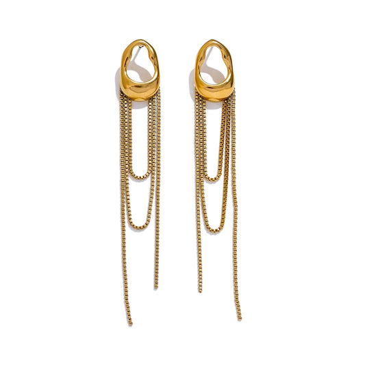 Boucles d’oreilles chaînes longues – Acier inoxydable 316L, design géométrique