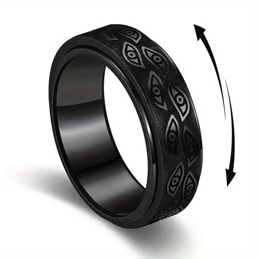 Bague Spinner Anti-Stress Homme – Acier Inoxydable Œil Sculpté | Anneau Rotatif Fidget Anti-Anxiété