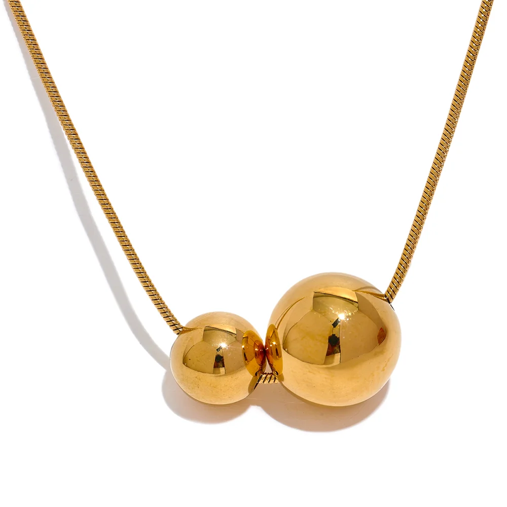Runde Perlenkette – Vergoldeter Edelstahl, schlichtes Design &amp; wasserdicht