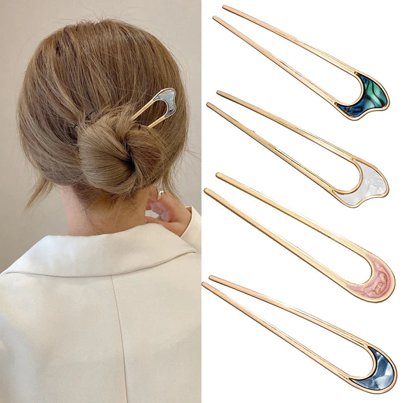 Épingle à cheveux en métal et émail – Accessoire élégant pour coiffures chic