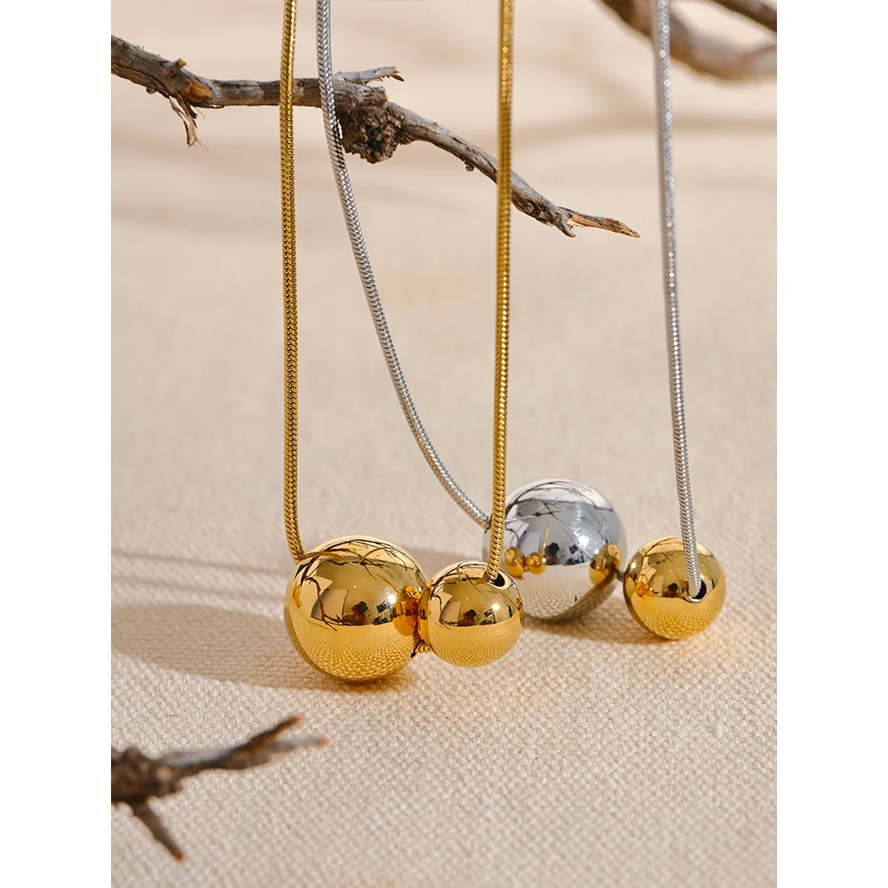Runde Perlenkette – Vergoldeter Edelstahl, schlichtes Design &amp; wasserdicht