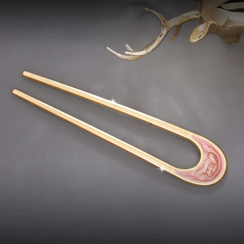 Épingle à cheveux en métal et émail – Accessoire élégant pour coiffures chic