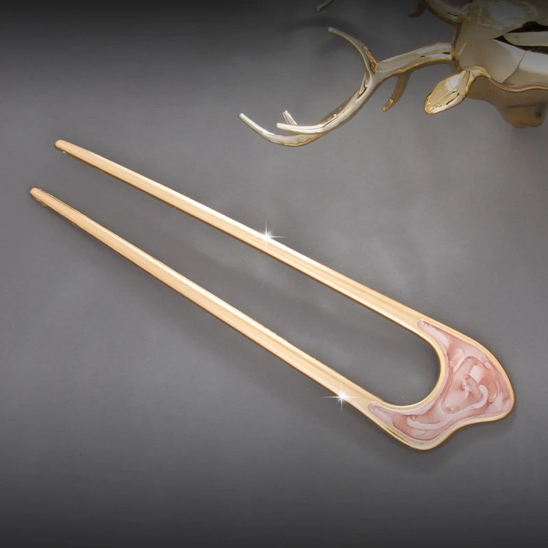 Épingle à cheveux en métal et émail – Accessoire élégant pour coiffures chic