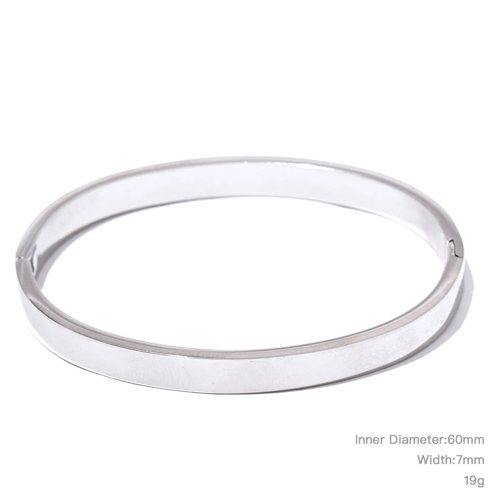Bracelet jonc rond large en acier inoxydable – Doré & argenté, waterproof