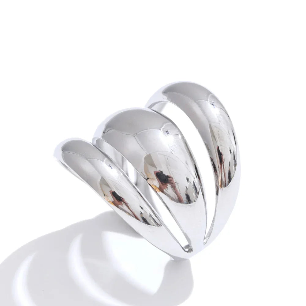 Bague géométrique ajourée en acier inoxydable