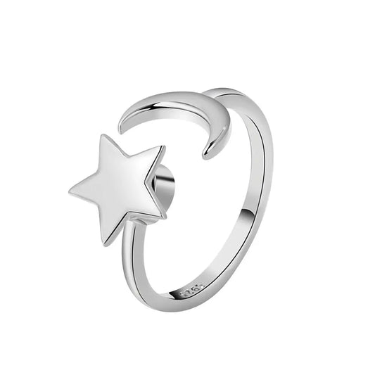 Bague Femme Anti-Stress – Anneau Spinner Rotatif en Acier | Soleil, Tournesol, Étoile