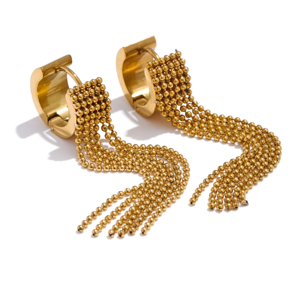 Boucles longues chaînettes – doré moderne