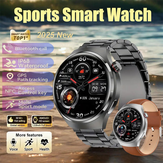 Montre Connectée Sport 2025 – Écran AMOLED HD, Appels Bluetooth, GPS, Santé | Homme & Femme