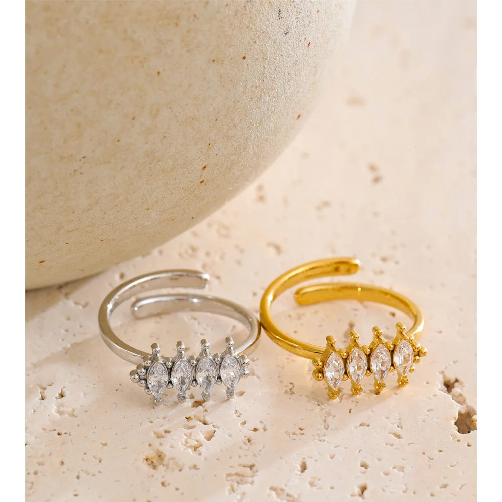 Bague ajustable au zirconium – éclat délicat et design moderne