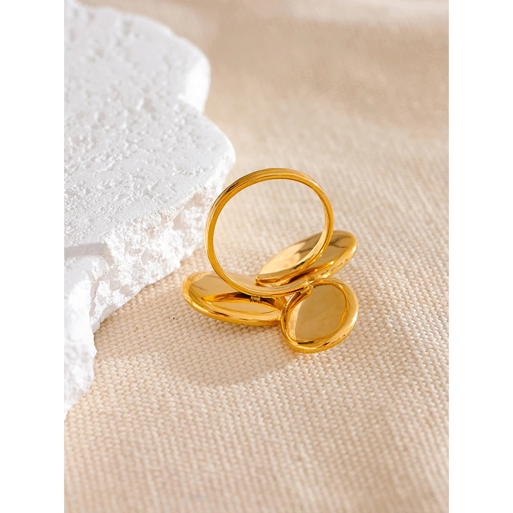 Bague coquille naturelle – Acier inoxydable 316, réglable