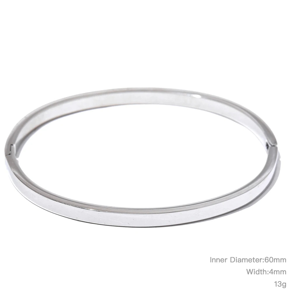 Bracelet jonc rond large en acier inoxydable – Doré & argenté, waterproof