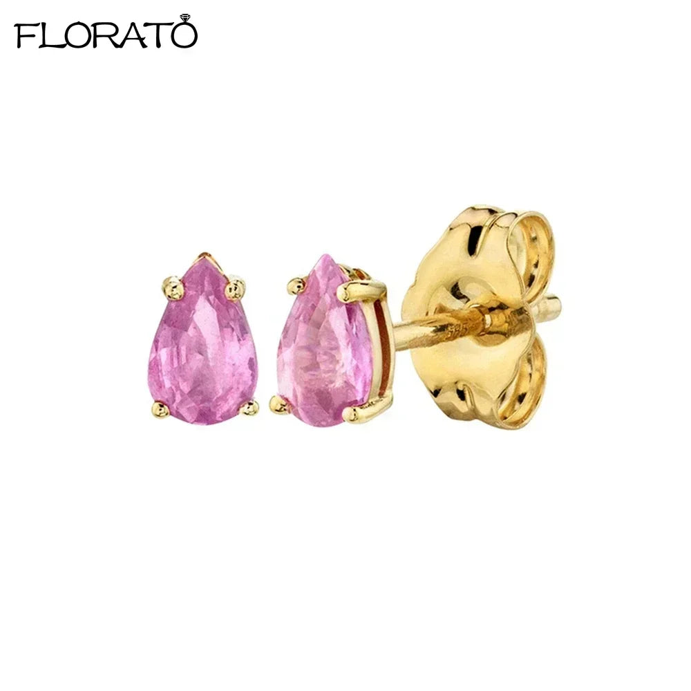 Boucles d’oreilles créoles en argent 925 plaqué or 18K – Zircon rose, style romantique et tendance