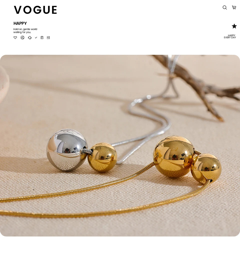 Runde Perlenkette – Vergoldeter Edelstahl, schlichtes Design &amp; wasserdicht