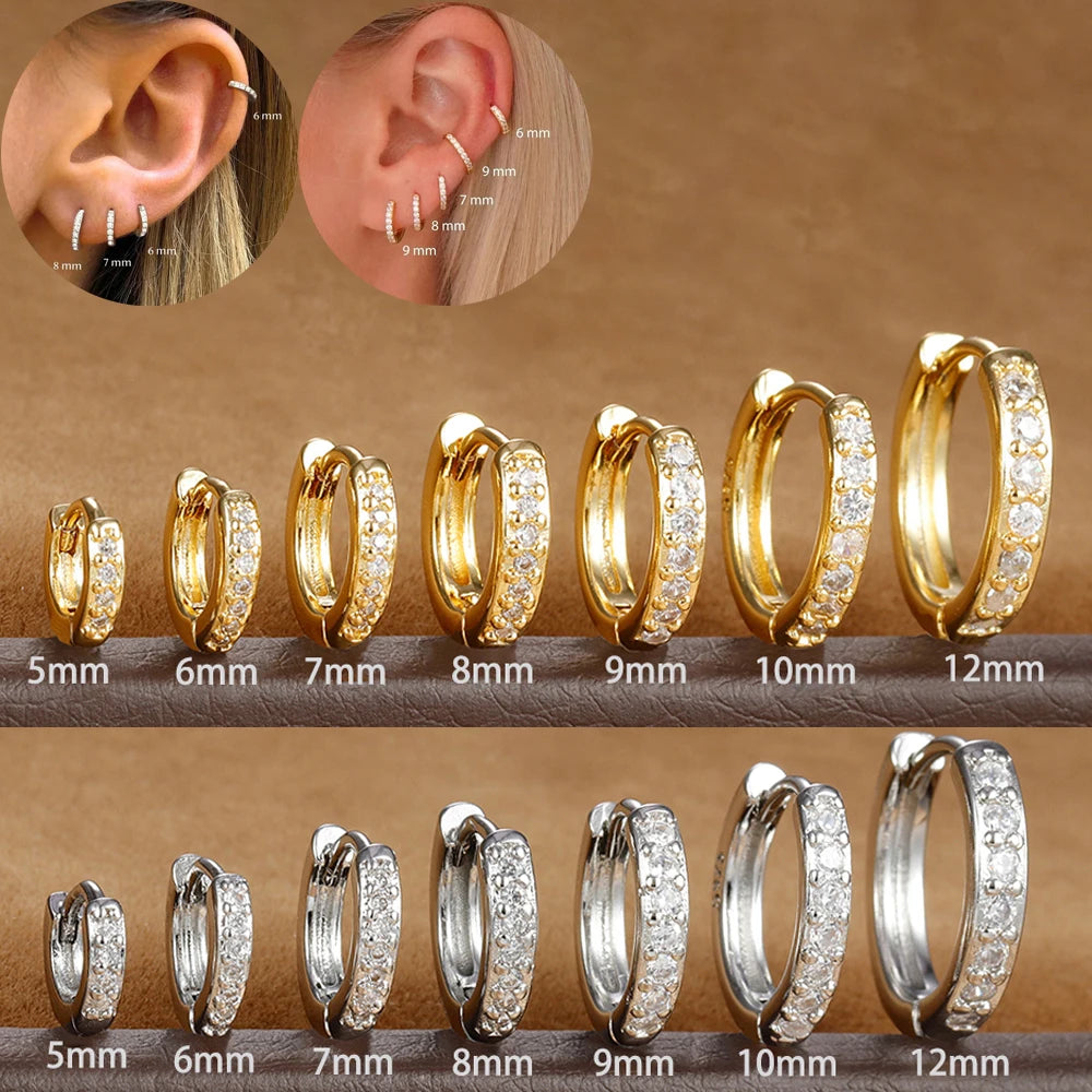 Creolen aus Edelstahl mit Zirkonia – 12 Größen – Gold- oder Silber-Finish